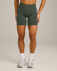 EffortlessLift™ Seamless Mid Rise Shorts with Gray Logo | Dark Khaki
