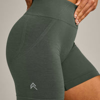 EffortlessLift™ Seamless Mid Rise Shorts with Gray Logo | Dark Khaki