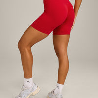 EffortlessLift™ Seamless Mid Rise Shorts with Gray Logo | Fiery Red