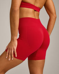 EffortlessLift™ Seamless Mid Rise Shorts with Gray Logo | Fiery Red