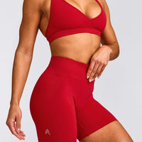 EffortlessLift™ Seamless Mid Rise Shorts with Gray Logo | Fiery Red