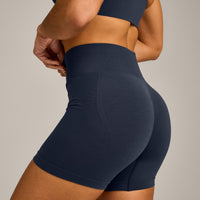 EffortlessLift™ Seamless Mid Rise Shorts with Gray Logo | True Blue