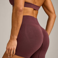 EffortlessLift™ Seamless Mid Rise Shorts with Gray Logo | Velvet Mocha