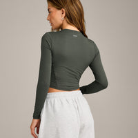 Mellow™ Motion Crew Neck Long Sleeve Mid Top | Dark Khaki