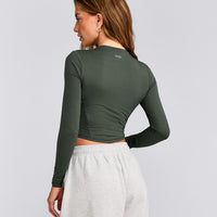 Mellow™ Motion Crew Neck Long Sleeve Mid Top | Dark Khaki