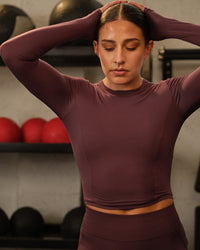 Mellow™ Motion Crew Neck Long Sleeve Mid Top | Light Velvet Mocha