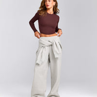 Mellow™ Motion Crew Neck Long Sleeve Mid Top | Light Velvet Mocha
