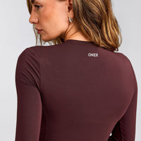 Mellow™ Motion Crew Neck Long Sleeve Mid Top | Light Velvet Mocha