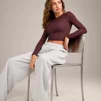 Mellow™ Motion Crew Neck Long Sleeve Mid Top | Light Velvet Mocha