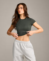 Mellow™ Motion Crew Neck Mid Top | Dark Khaki