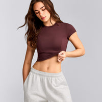Mellow™ Motion Crew Neck Mid Top | Light Velvet Mocha