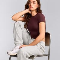 Mellow™ Motion Crew Neck Mid Top | Light Velvet Mocha