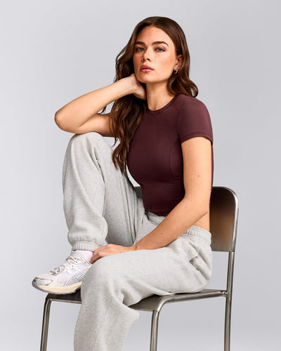 Mellow™ Motion Crew Neck Mid Top | Light Velvet Mocha