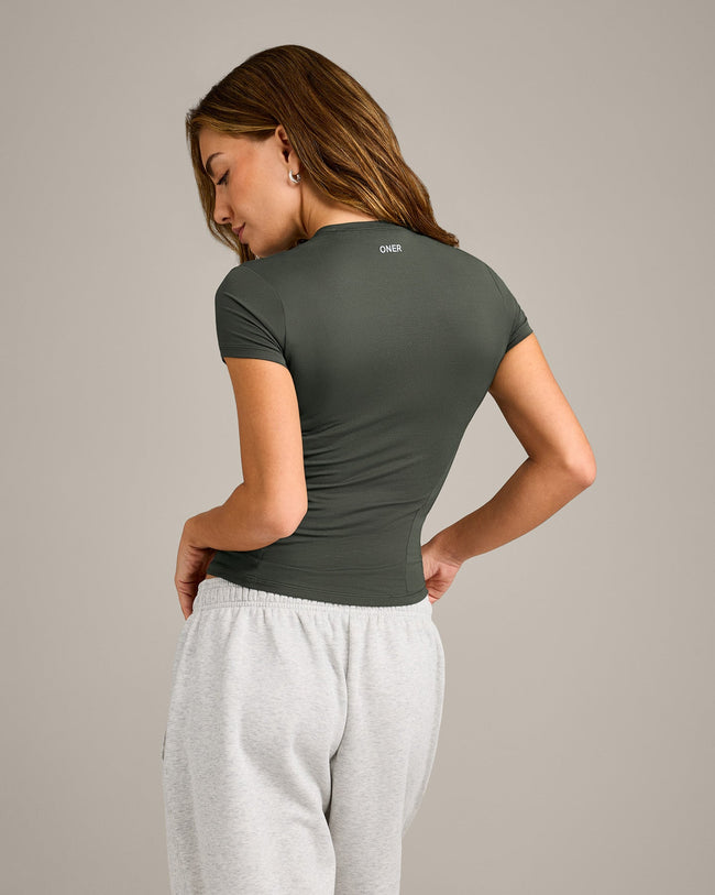 Mellow™ Motion Crew Neck Top | Dark Khaki