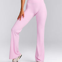 SoftMotion™ Flared Pants with Gray Logo | Chalk Pink