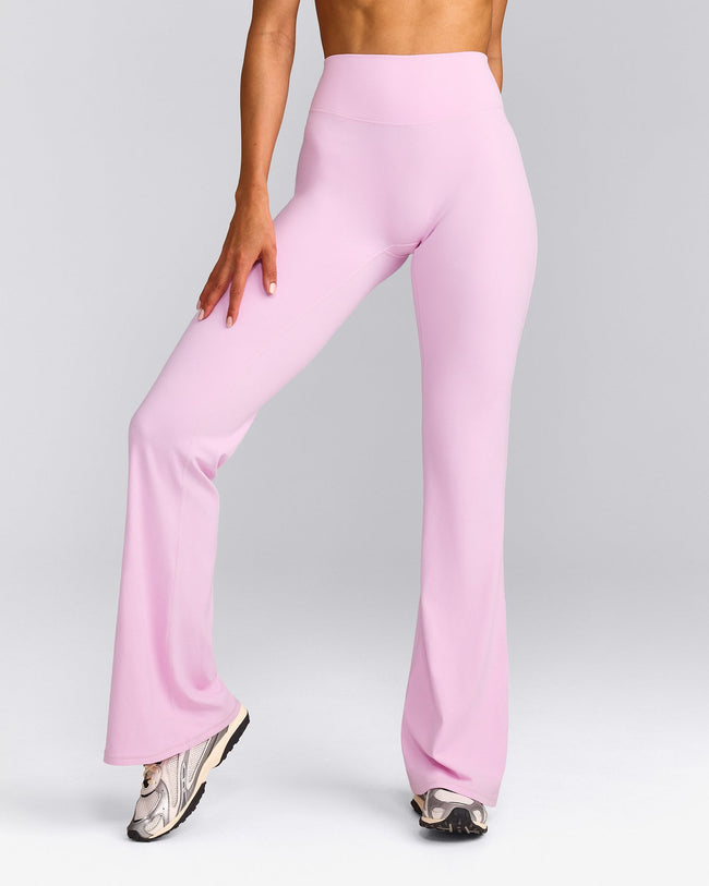 SoftMotion™ Flared Pants with Gray Logo | Chalk Pink