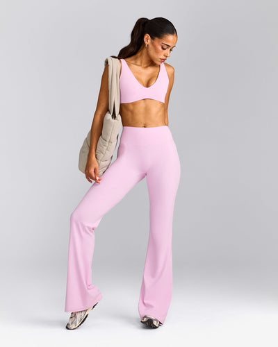 SoftMotion™ Flared Pants with Gray Logo | Chalk Pink