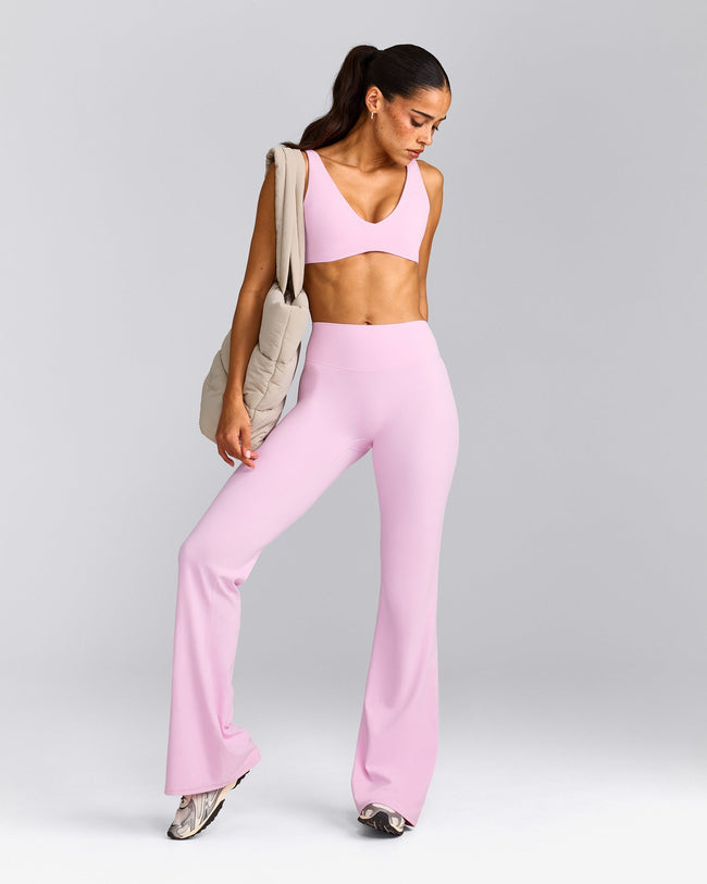 SoftMotion™ Flared Pants with Gray Logo | Chalk Pink