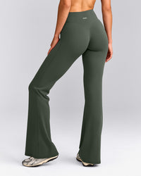 SoftMotion™ Flared Pants with Gray Logo | Dark Khaki