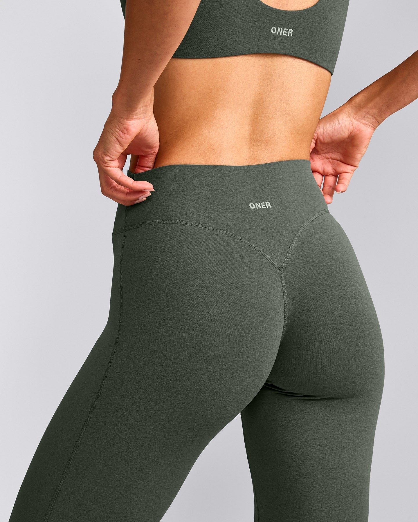 SoftMotion™ Flared Pants with Gray Logo | Dark Khaki