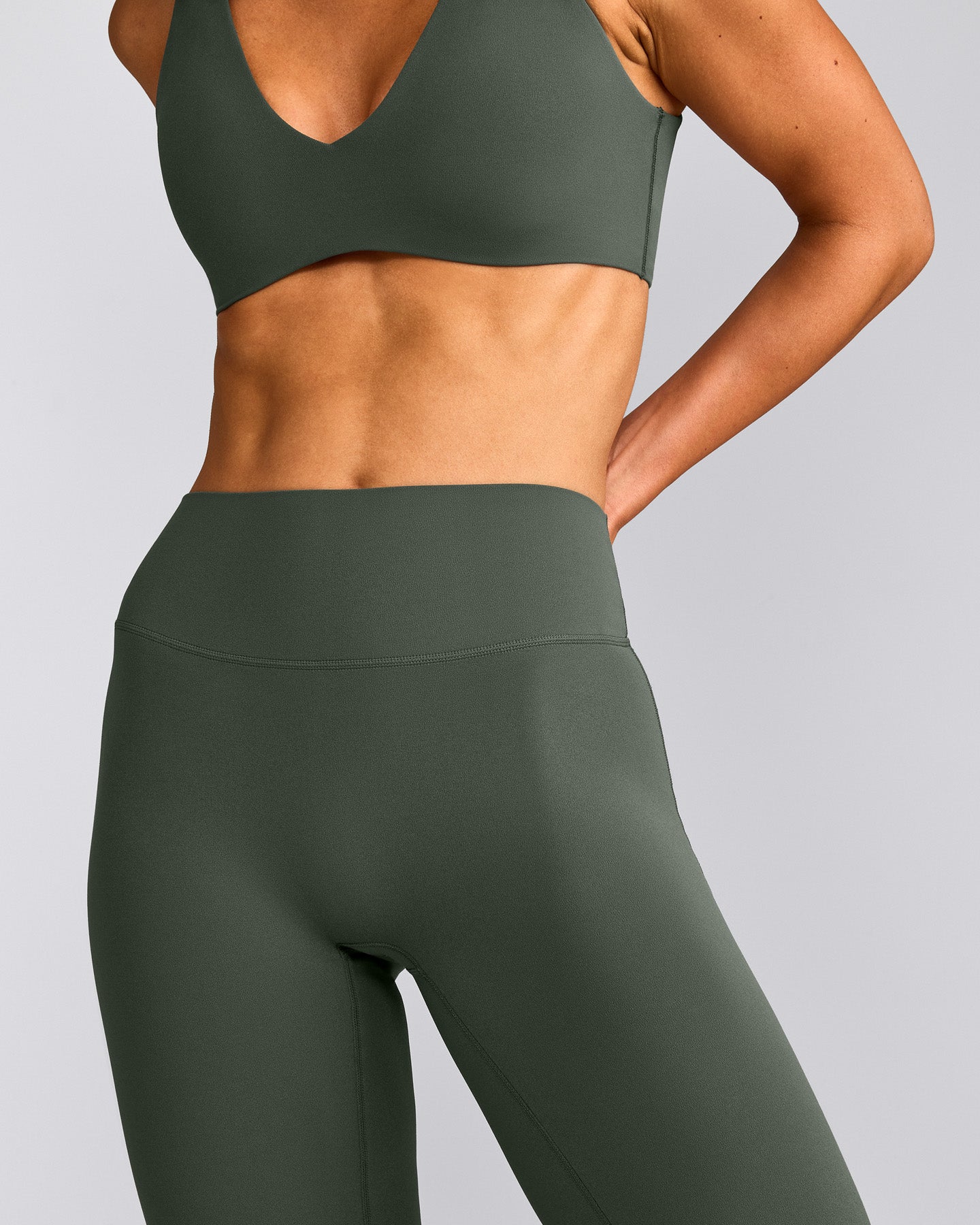 SoftMotion™ Flared Pants with Gray Logo | Dark Khaki