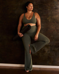 SoftMotion™ Flared Bottoms with Gray Logo | Dark Khaki