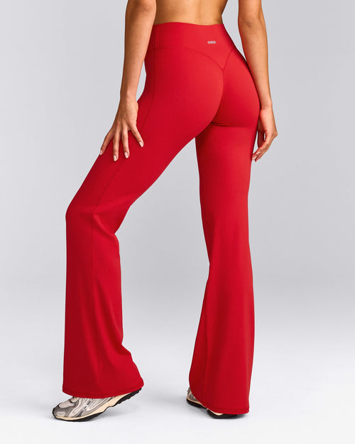 SoftMotion™ Flared Pants with Gray Logo | Fiery Red