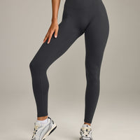 SoftMotion™ High Waisted Leggings with Gray Logo | Coal