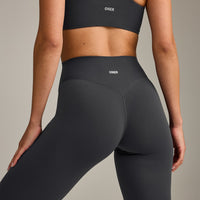 SoftMotion™ High Waisted Leggings with Gray Logo | Coal