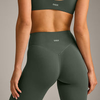 SoftMotion™ High Waisted Leggings with Gray Logo | Dark Khaki