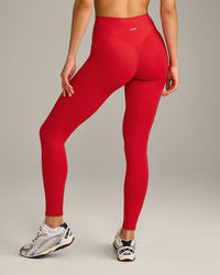 SoftMotion™ High Waisted Leggings with Gray Logo | Fiery Red