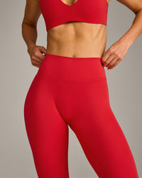 SoftMotion™ High Waisted Leggings with Gray Logo | Fiery Red