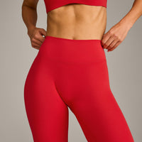SoftMotion™ High Waisted Leggings with Gray Logo | Fiery Red