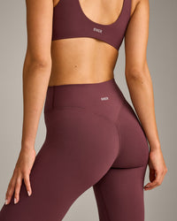 SoftMotion™ High Waisted Leggings with Gray Logo | Velvet Mocha