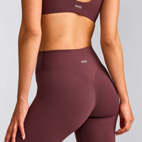 SoftMotion™ High Waisted Leggings with Gray Logo | Velvet Mocha