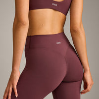 SoftMotion™ High Waisted Leggings with Gray Logo | Velvet Mocha