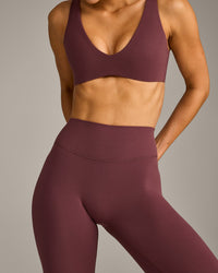 SoftMotion™ High Waisted Leggings with Gray Logo | Velvet Mocha