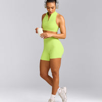 SoftMotion™ High Waisted Shorts 6" with Gray Logo | Citrus Green