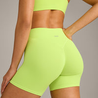 SoftMotion™ High Waisted Shorts 6" with Gray Logo | Citrus Green