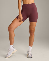 SoftMotion™ High Waisted Shorts 6" with Gray Logo | Velvet Mocha
