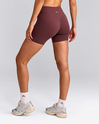 SoftMotion™ High Waisted Shorts 6" with Gray Logo | Velvet Mocha