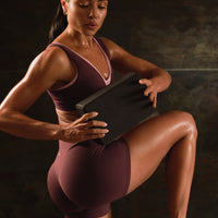 SoftMotion™ High Waisted Shorts 6" with Gray Logo | Velvet Mocha