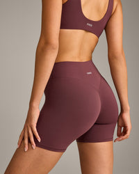 SoftMotion™ High Waisted Shorts 6" with Gray Logo | Velvet Mocha