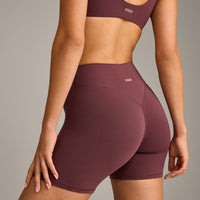 SoftMotion™ High Waisted Shorts 6" with Gray Logo | Velvet Mocha