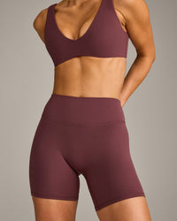 SoftMotion™ High Waisted Shorts 6" with Gray Logo | Velvet Mocha