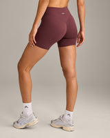 SoftMotion™ High Waisted Shorts 6" with Gray Logo | Velvet Mocha