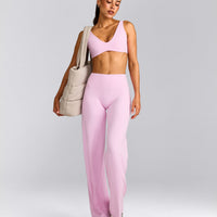 SoftMotion™ Straight Leg Pants with Gray Logo | Chalk Pink