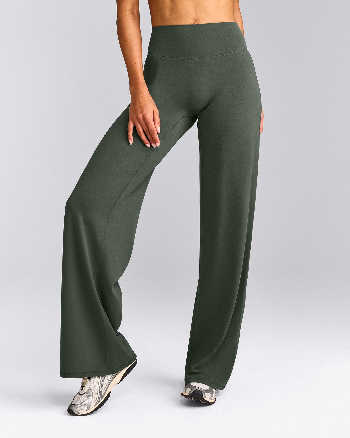 SoftMotion™ Straight Leg Pants with Gray Logo | Dark Khaki