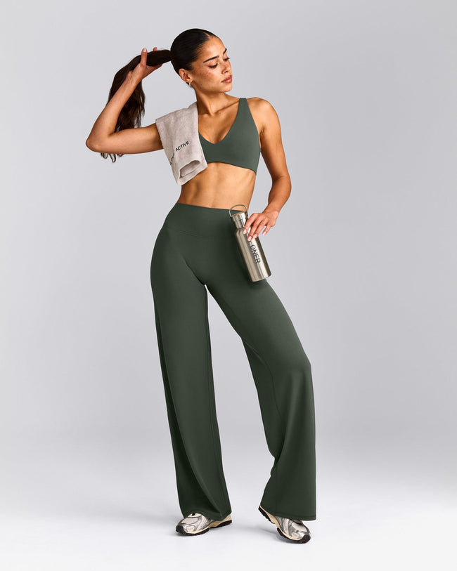 SoftMotion™ Straight Leg Pants with Gray Logo | Dark Khaki