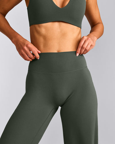 SoftMotion™ Straight Leg Pants with Gray Logo | Dark Khaki